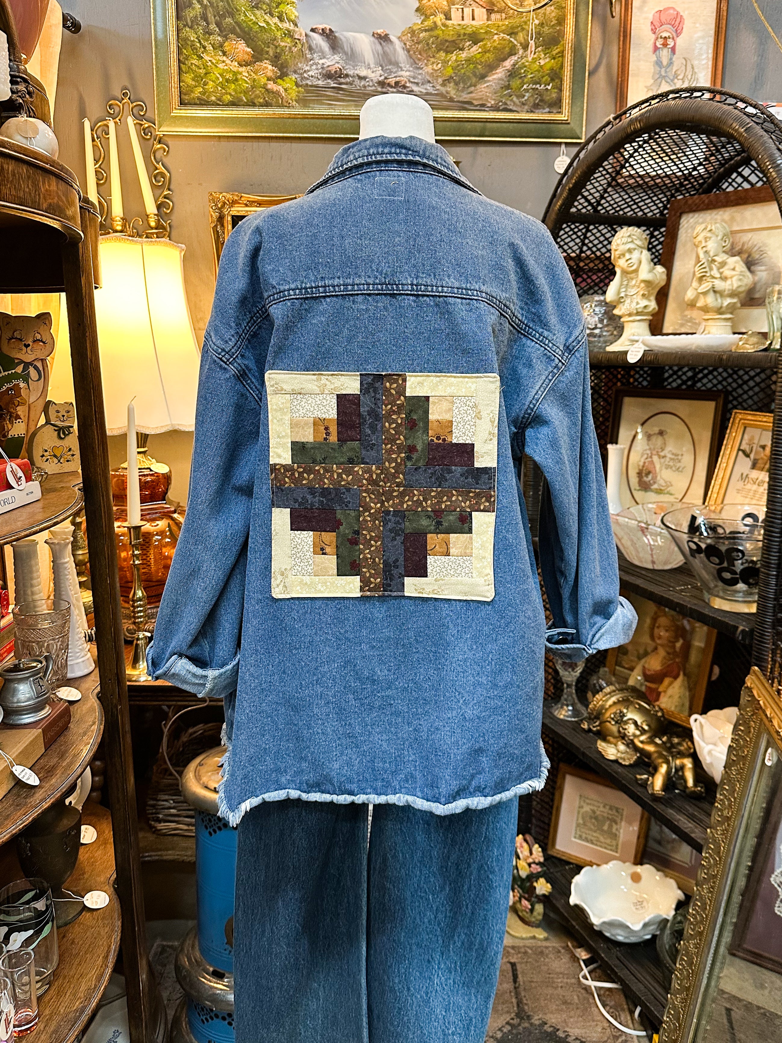 Log Cabin Block Denim Shirt